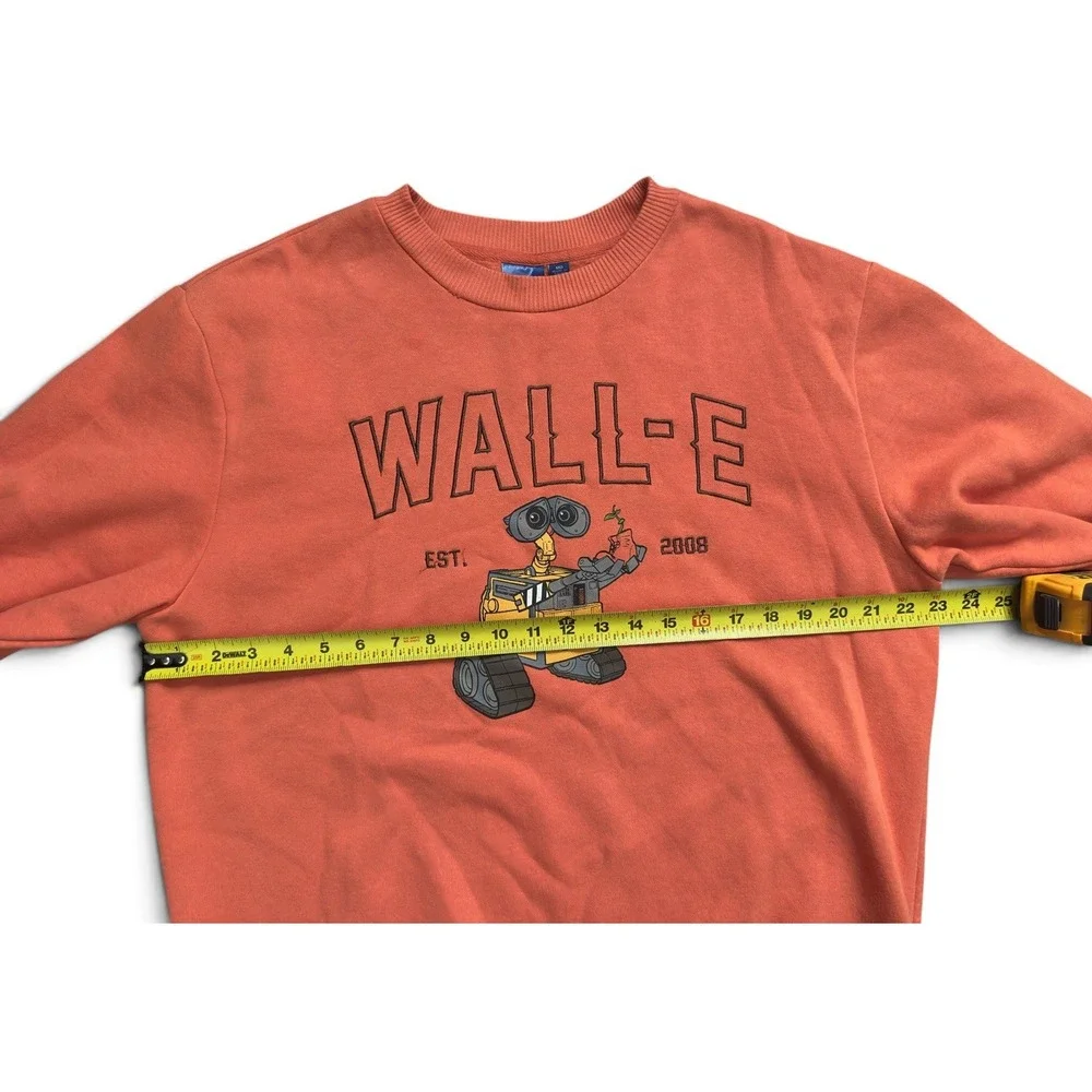 Disney Pixar Wall-E Sweatshirt Orange Embroidered Pullover Crewneck Men's Size M